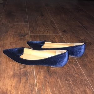 J. CREW Blue Velvet Pointy-Toe Ballet Flats